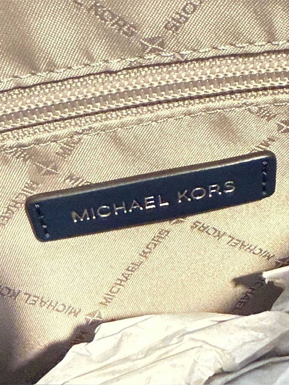 Michael Kors Wilma Navy Blue Leather Purse Silver Tone Chain Shoulder Bag